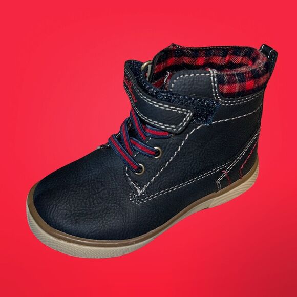 NWOT Kids Boy's Toddler Eddie Bauer Silver Star Boots Red/Plaid/Blue Size 6 - Picture 2 of 7